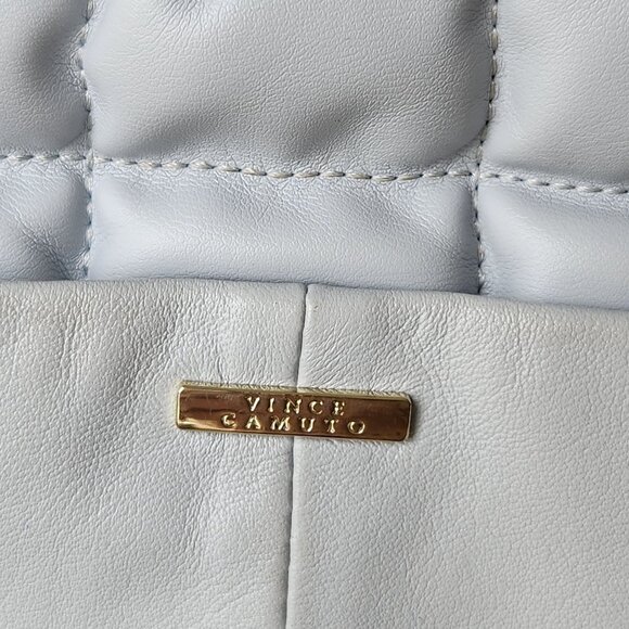 Vince Camuto Jass Quilted Puffy Large Shoulder Bag Tote Gray Faux Leather Soft - Picture 6 of 13